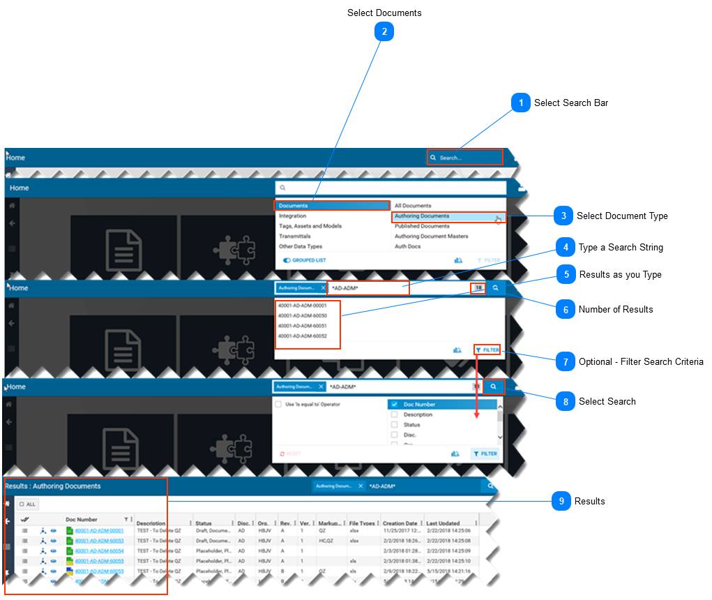 Search for Documents using the Search Bar