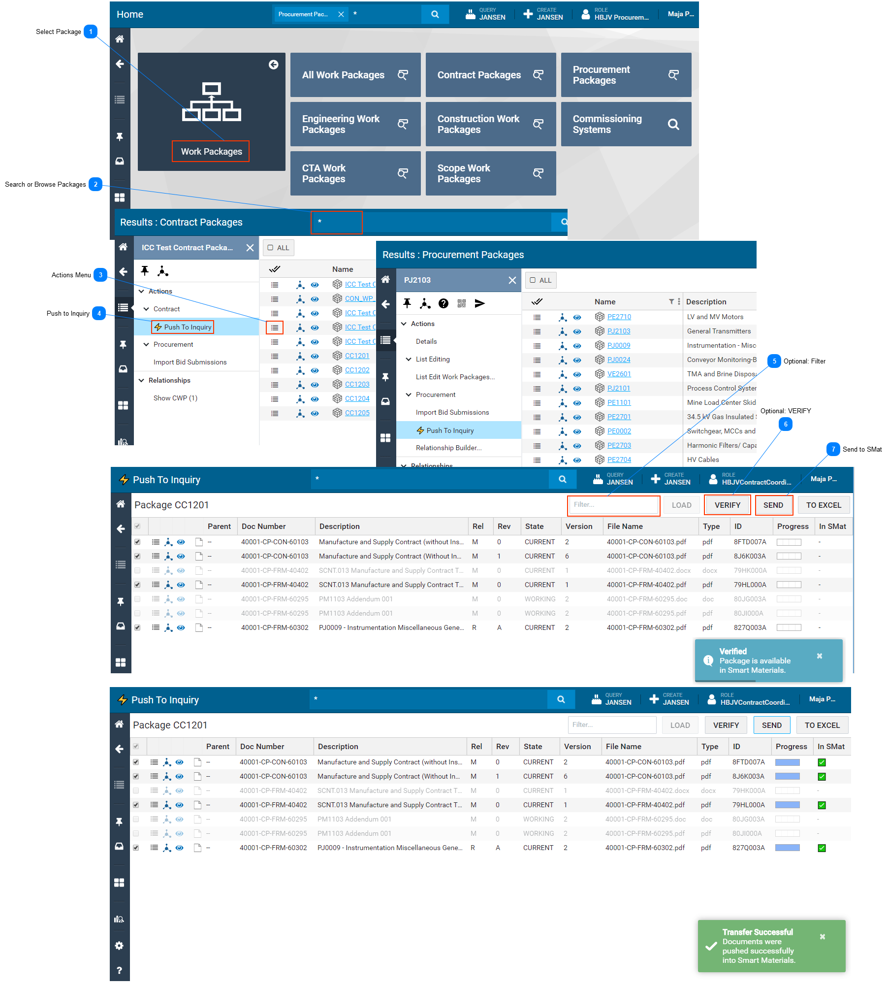 Transferring the Commercial Documents of a Procurement/Contract Package to SMat