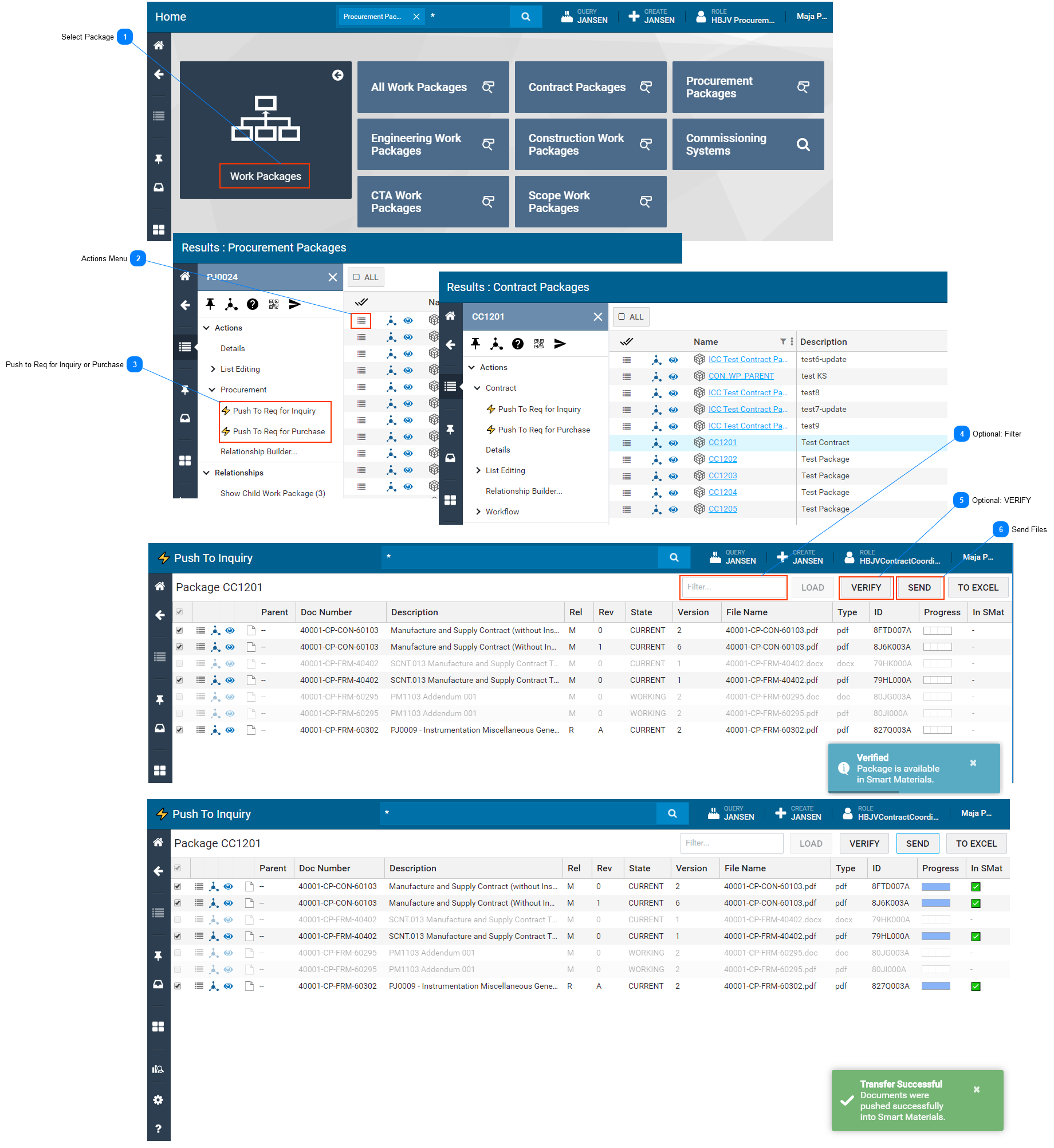Transferring the Technical Documents of a Procurement/Contract Package to SMat